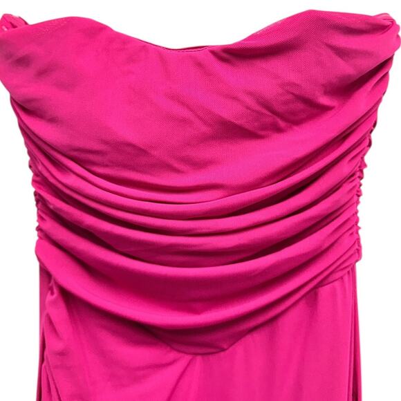 Lulus Epitome of Allure Fuchsia Mesh Strapless Ruched Maxi Dress size S NWT - Picture 4 of 8